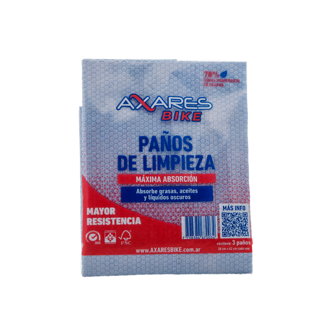 PAÑOS DE LIMPIEZA AXARES BIKE BLISTER x3